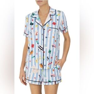 Kate Spade White/Blue CABANA STRIPES/BEACH-THEMED Knit Pajama Shorts Only S NWT